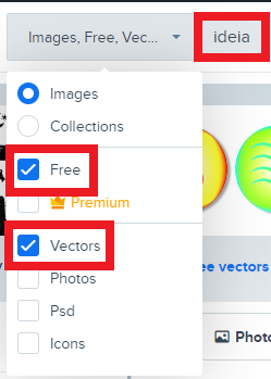 Escolhendo vetores no freepik