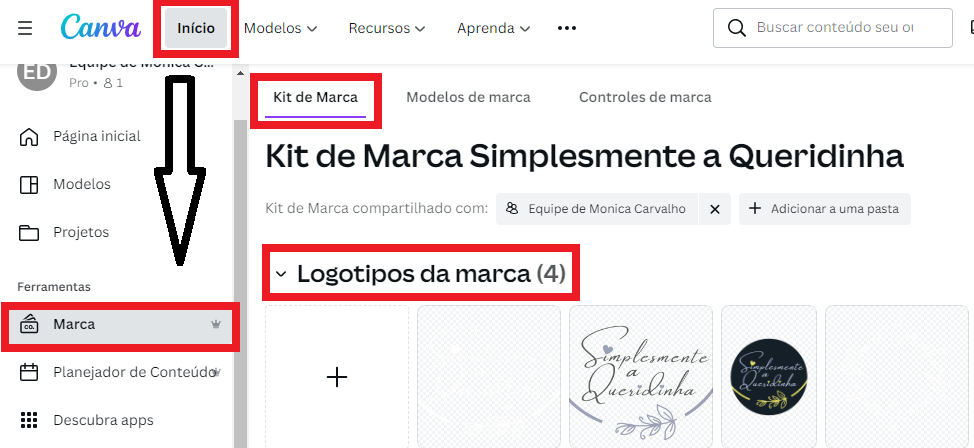 Acessando a ferramenta Kit de Marca no Canva