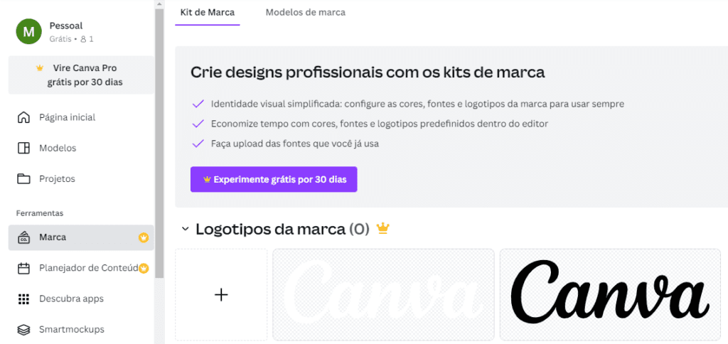 Crie designs profissionais com os kits de marca.