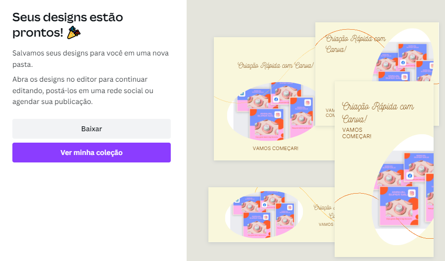 Salvando seus designs em uma nova pasta.