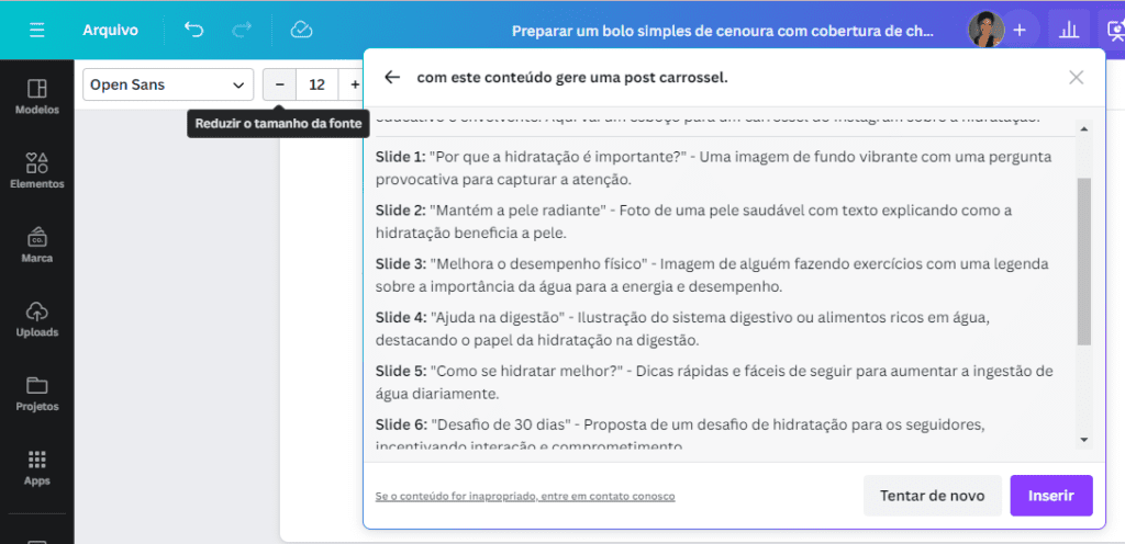 texto mágico no Canva: Como Criar Posts Carrossel 