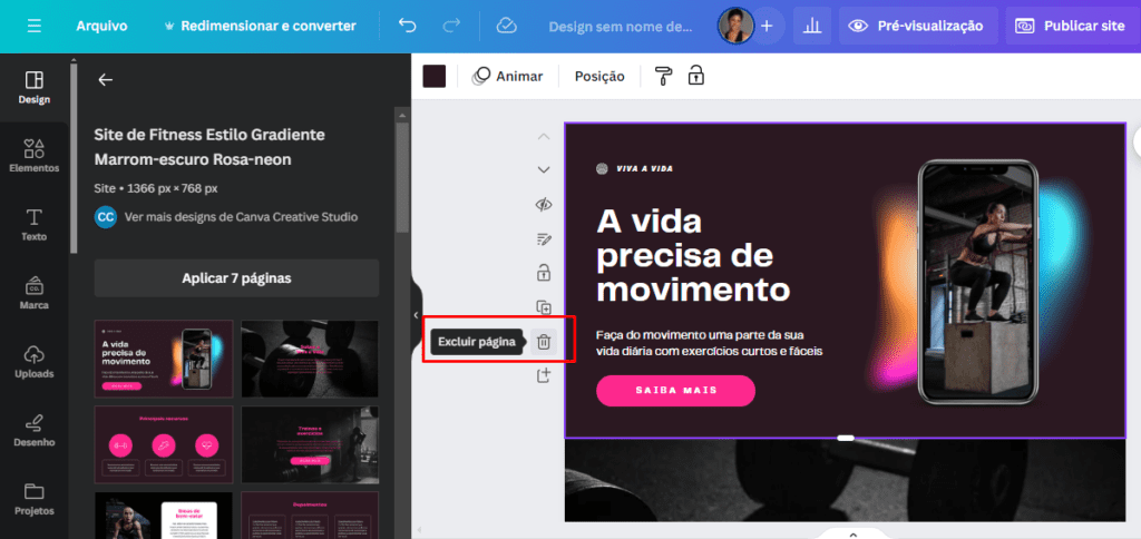 Excluindo páginas do seu site